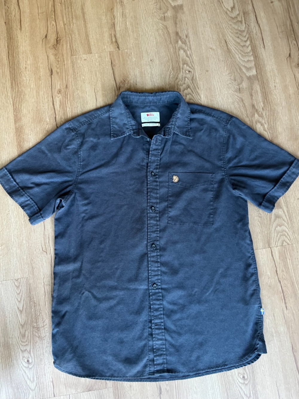 Fjällräven Övik Travel Shirt SS Men’s Medium Comfort Fit Blue Short Sleeve